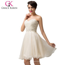 Grace Karin trägerlosen Schatz Organza Grace Karin Beige Cocktailkleid CL6144-1 #